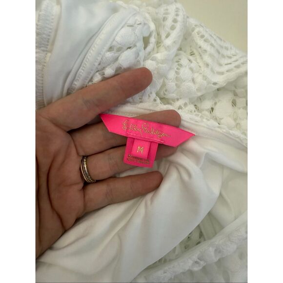 Lilly Pulitzer Womens White V-neck Flutter Sleeve Parigi Lace Maxi Dress Medium - Picture 4 of 6